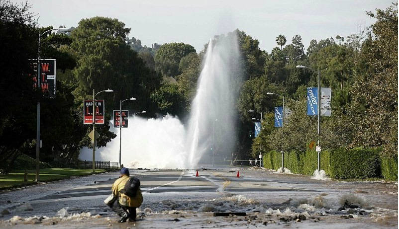 LA Water Main Ruptured Flooded Campus and Beverly Hills